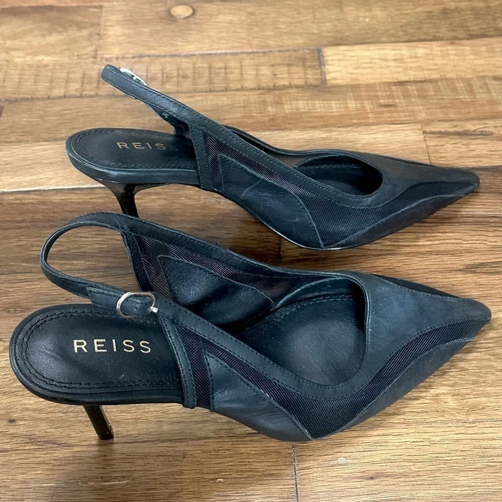 NWOT Reiss Ellie Slingback Pointed Toe Pumps in Black 6.5